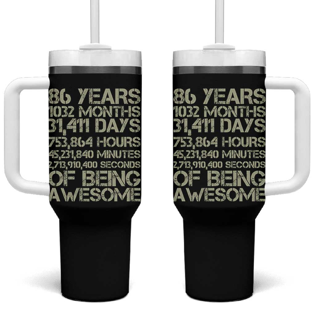 Vintage 86th Milestone Birthday Tumbler With Handle 86 Years Of Being Awesome