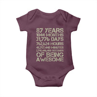 Vintage 87th Milestone Birthday Baby Onesie 87 Years Of Being Awesome