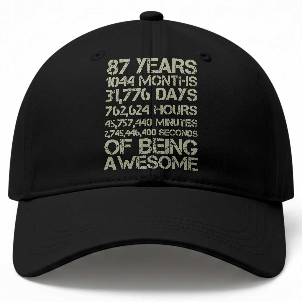 Vintage 87th Milestone Birthday Baseball Cap 87 Years Of Being Awesome