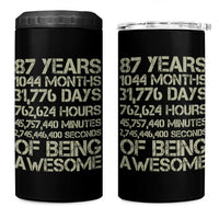 Vintage 87th Milestone Birthday 4 in 1 Can Cooler Tumbler 87 Years Of Being Awesome
