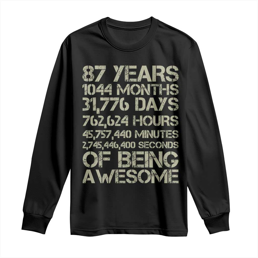 Vintage 87th Milestone Birthday Long Sleeve Shirt 87 Years Of Being Awesome