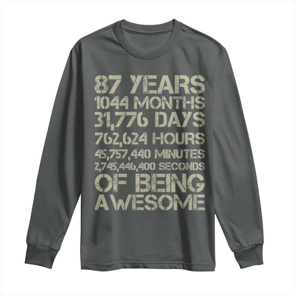 Vintage 87th Milestone Birthday Long Sleeve Shirt 87 Years Of Being Awesome