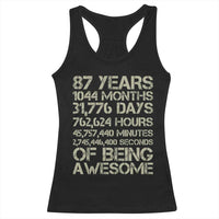 Vintage 87th Milestone Birthday Racerback Tank Top 87 Years Of Being Awesome