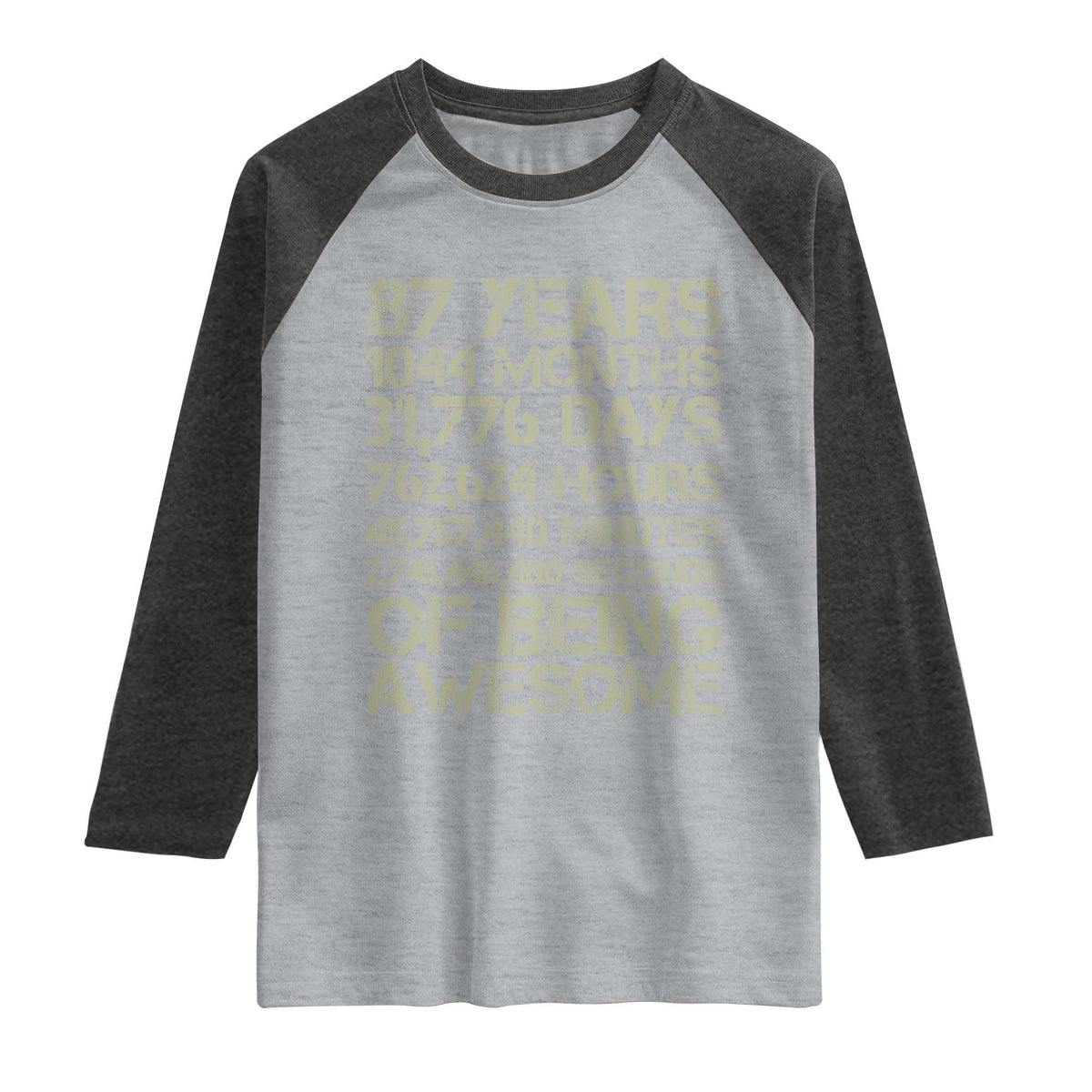 Vintage 87th Milestone Birthday Raglan Shirt 87 Years Of Being Awesome