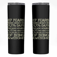Vintage 87th Milestone Birthday Skinny Tumbler 87 Years Of Being Awesome