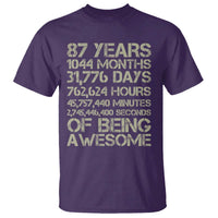 Vintage 87th Milestone Birthday T Shirt 87 Years Of Being Awesome