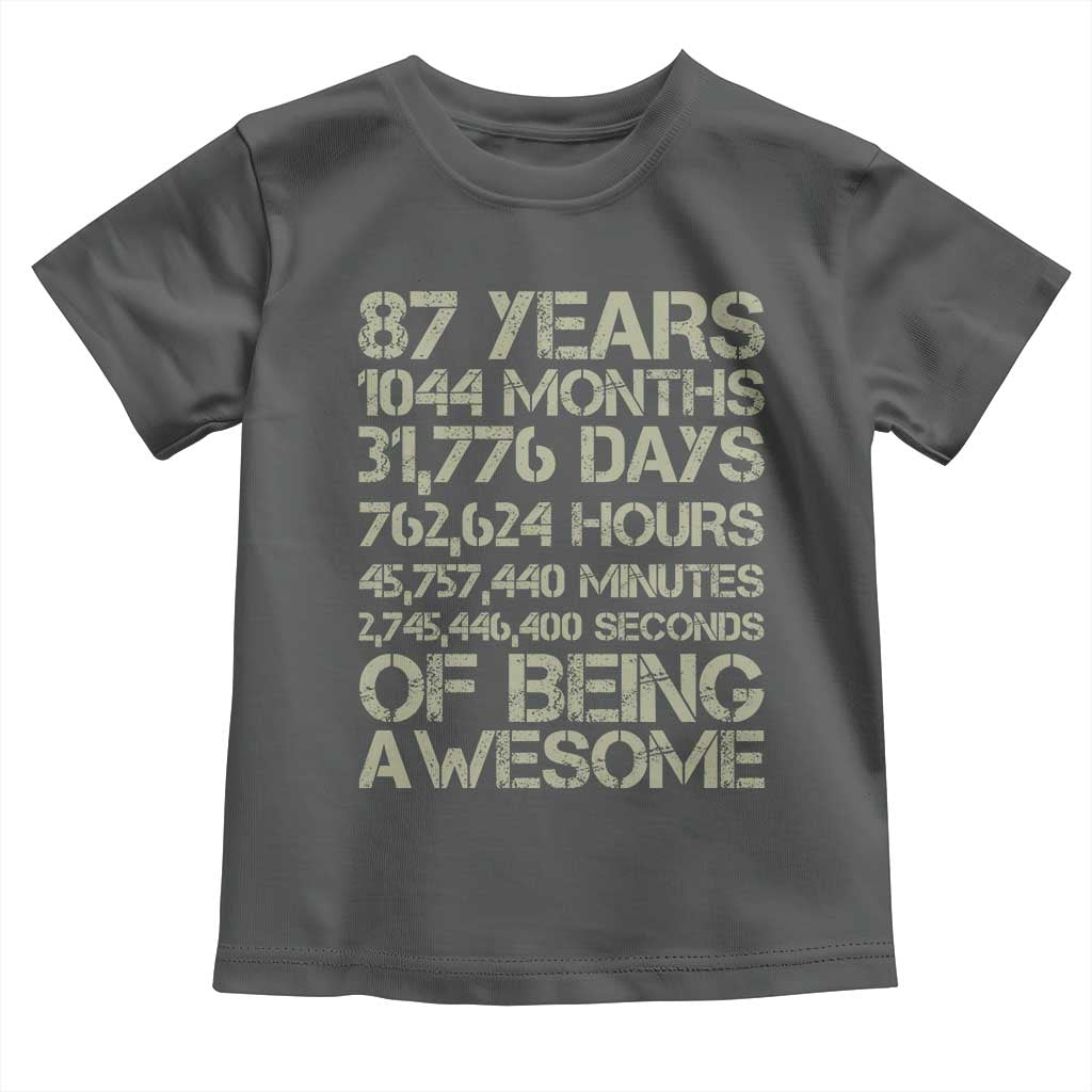 Vintage 87th Milestone Birthday Toddler T Shirt 87 Years Of Being Awesome