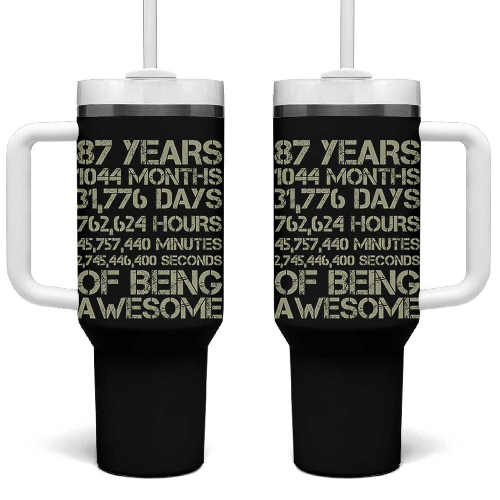 Vintage 87th Milestone Birthday Tumbler With Handle 87 Years Of Being Awesome