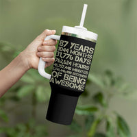 Vintage 87th Milestone Birthday Tumbler With Handle 87 Years Of Being Awesome