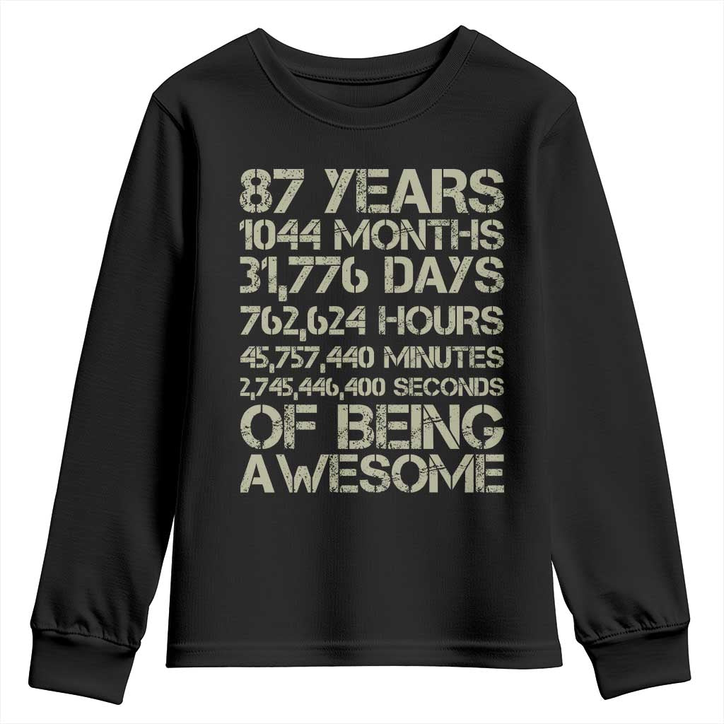Vintage 87th Milestone Birthday Youth Sweatshirt 87 Years Of Being Awesome