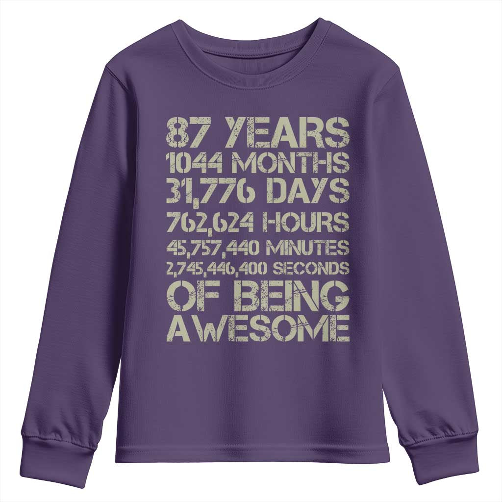 Vintage 87th Milestone Birthday Youth Sweatshirt 87 Years Of Being Awesome