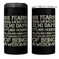 Vintage 88th Milestone Birthday 4 in 1 Can Cooler Tumbler 88 Years Of Being Awesome