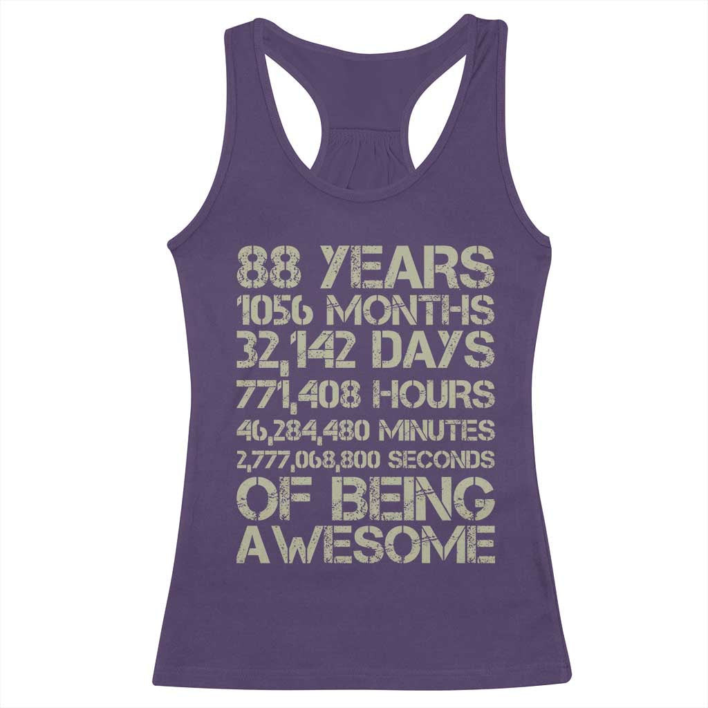 Vintage 88th Milestone Birthday Racerback Tank Top 88 Years Of Being Awesome