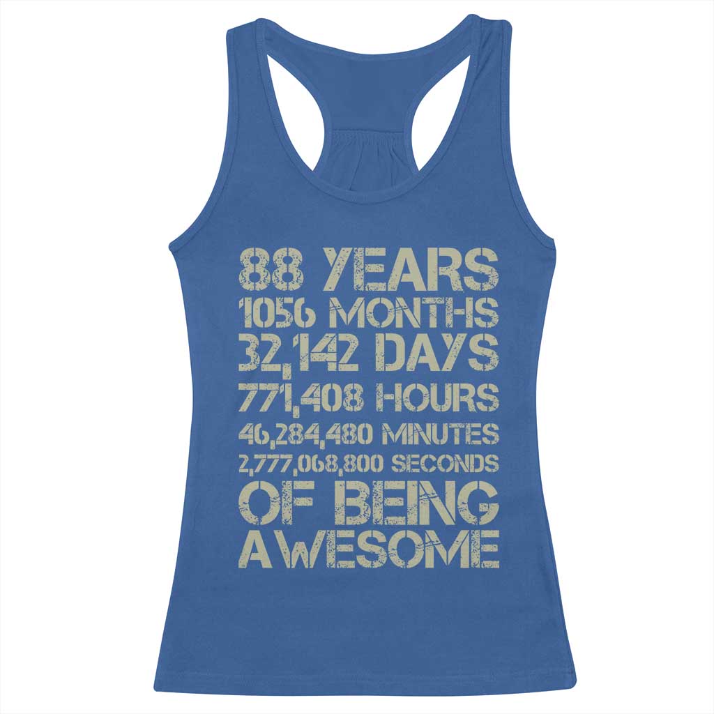 Vintage 88th Milestone Birthday Racerback Tank Top 88 Years Of Being Awesome