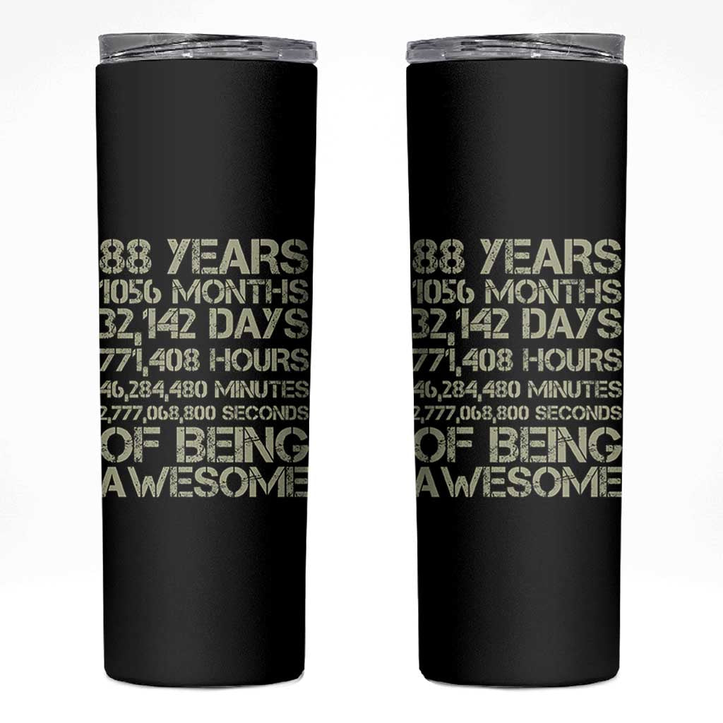 Vintage 88th Milestone Birthday Skinny Tumbler 88 Years Of Being Awesome