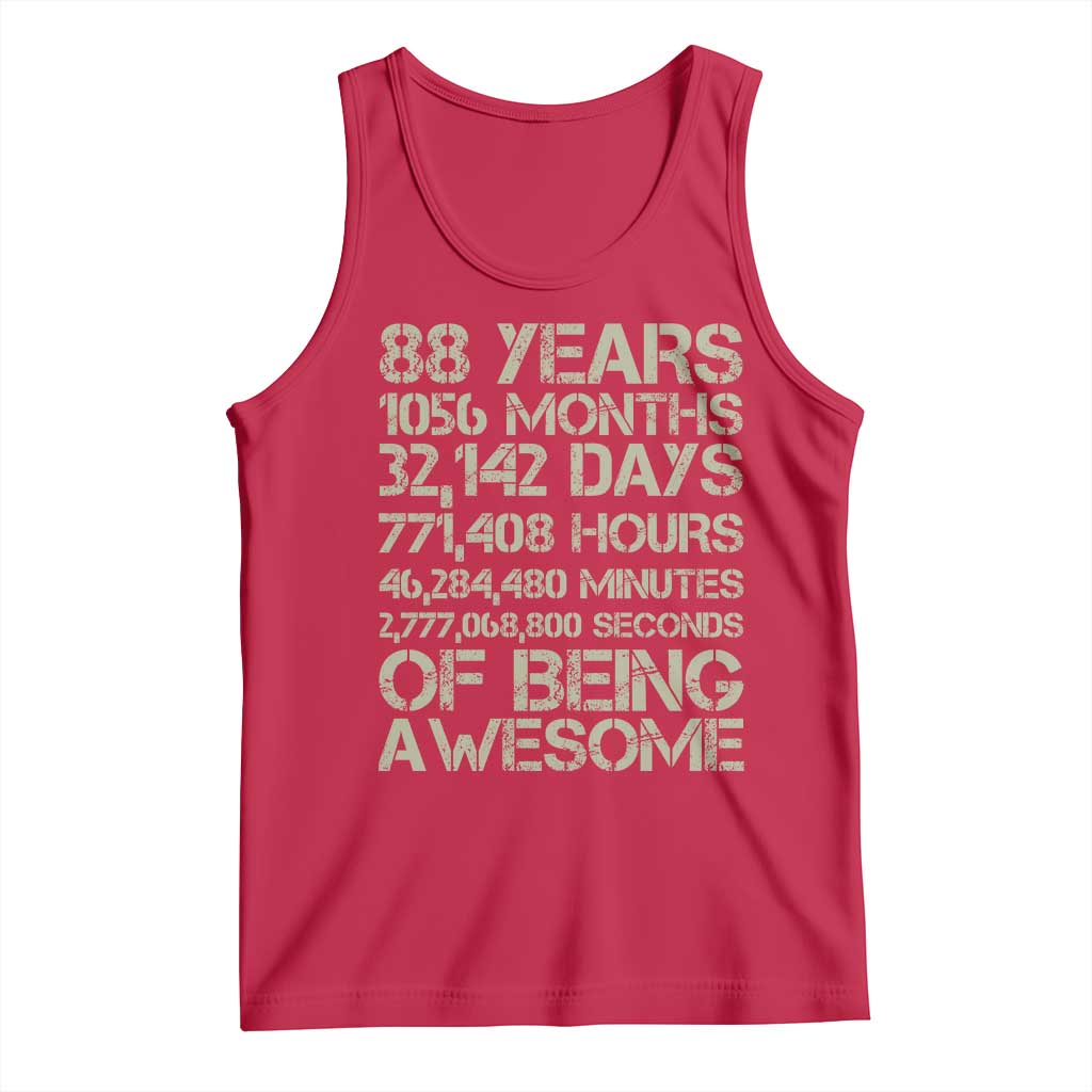 Vintage 88th Milestone Birthday Tank Top 88 Years Of Being Awesome