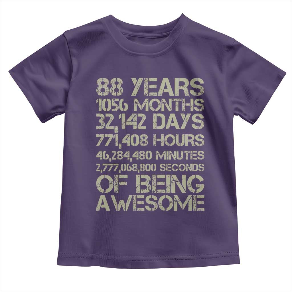 Vintage 88th Milestone Birthday Toddler T Shirt 88 Years Of Being Awesome