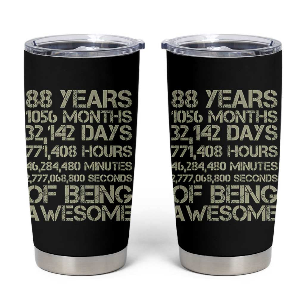 Vintage 88th Milestone Birthday Tumbler Cup 88 Years Of Being Awesome