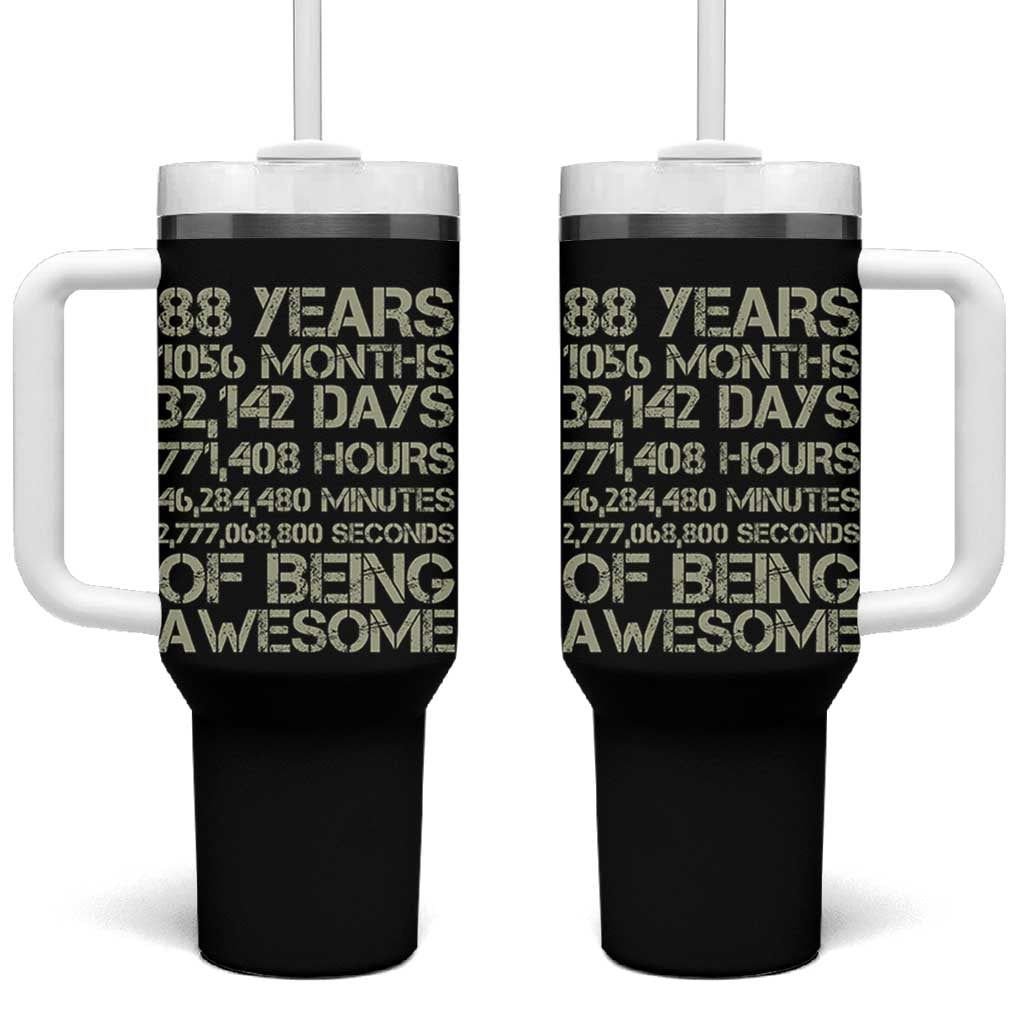 Vintage 88th Milestone Birthday Tumbler With Handle 88 Years Of Being Awesome