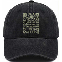 Vintage 88th Milestone Birthday Washed Cotton Baseball Cap 88 Years Of Being Awesome