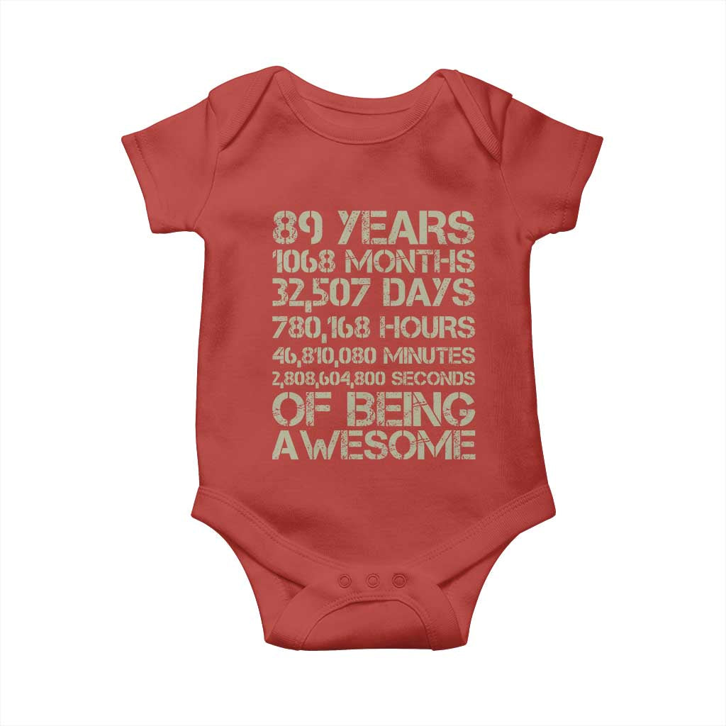 Vintage 89th Milestone Birthday Baby Onesie 89 Years Of Being Awesome