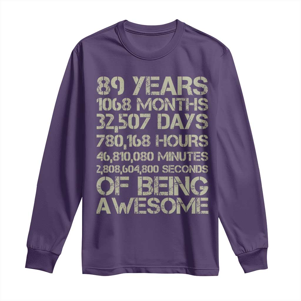 Vintage 89th Milestone Birthday Long Sleeve Shirt 89 Years Of Being Awesome