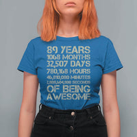 Vintage 89th Milestone Birthday T Shirt For Women 89 Years Of Being Awesome