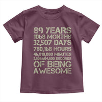 Vintage 89th Milestone Birthday Toddler T Shirt 89 Years Of Being Awesome