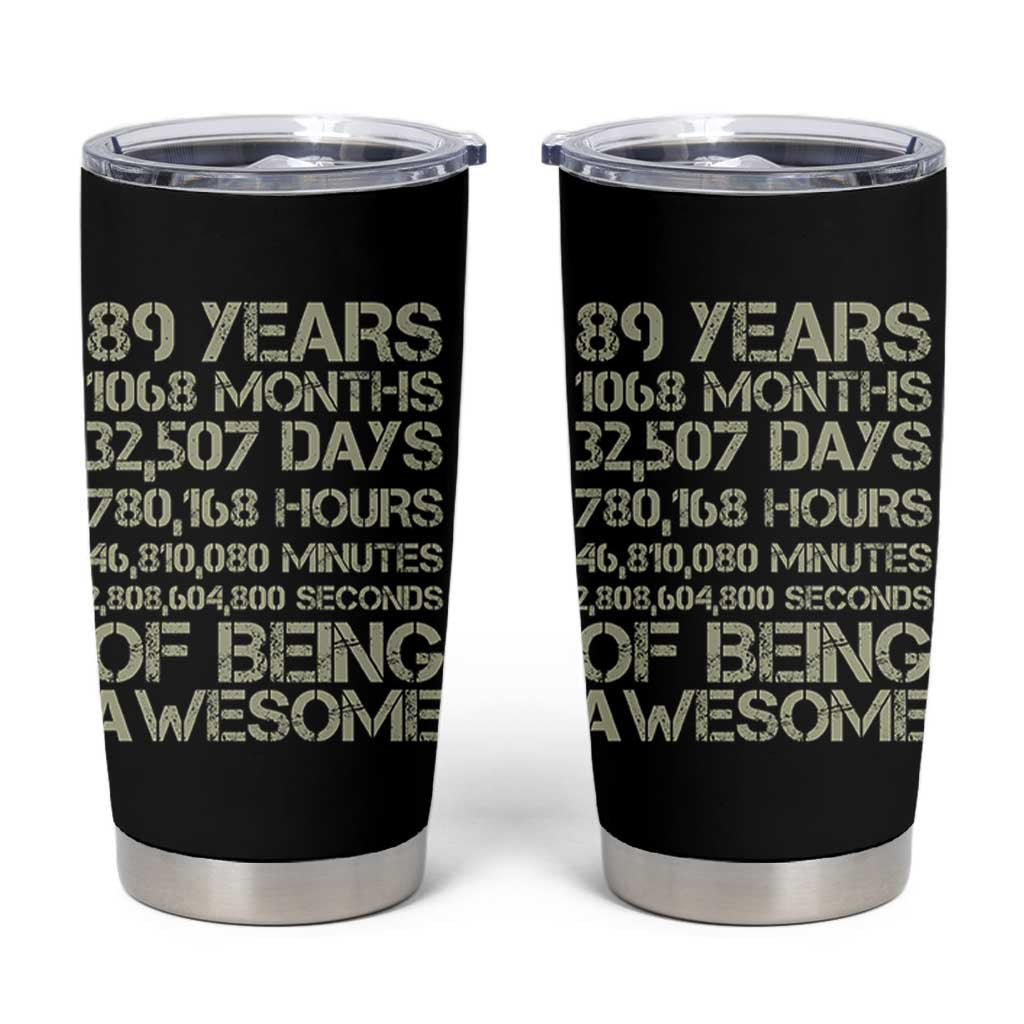 Vintage 89th Milestone Birthday Tumbler Cup 89 Years Of Being Awesome