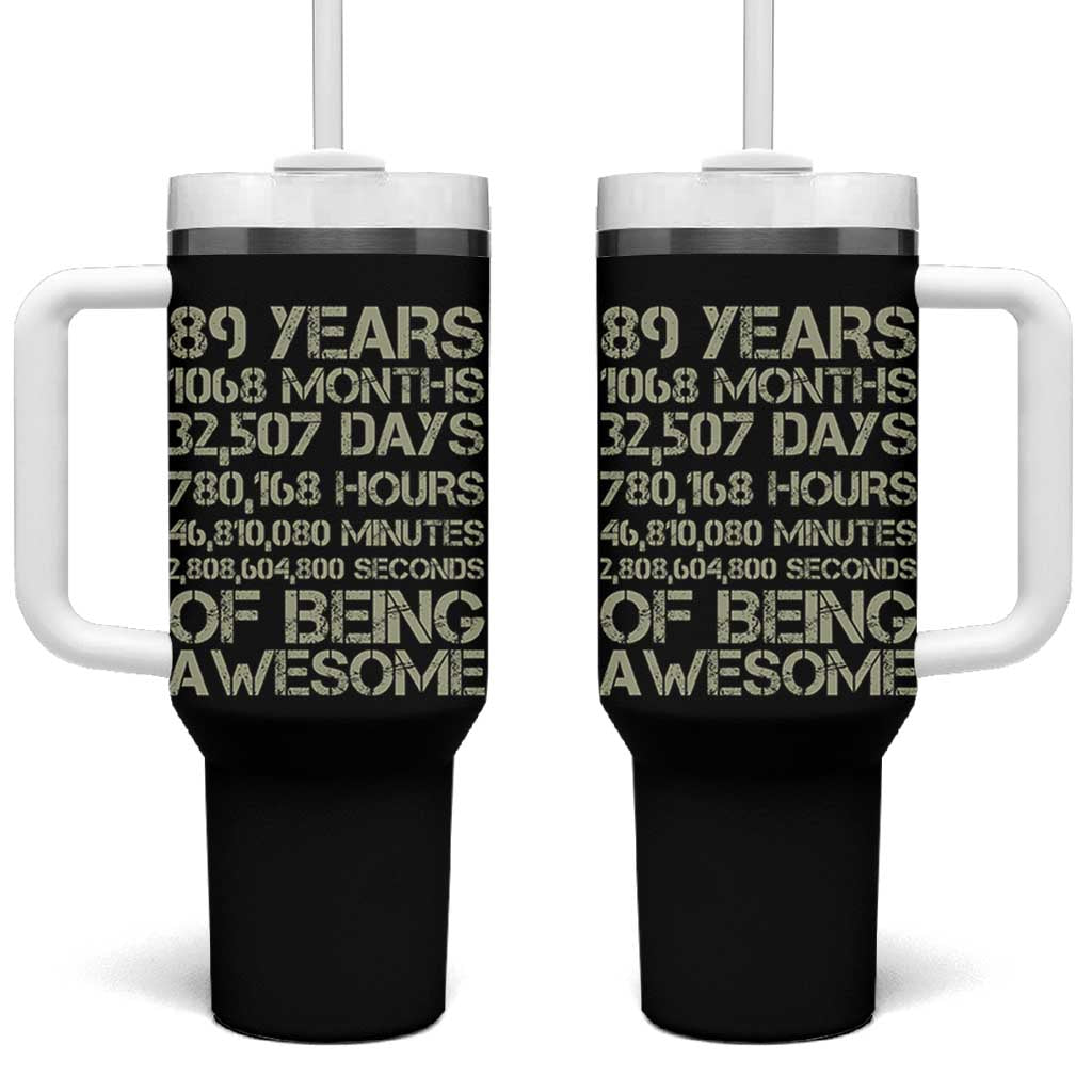 Vintage 89th Milestone Birthday Tumbler With Handle 89 Years Of Being Awesome
