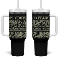 Vintage 89th Milestone Birthday Tumbler With Handle 89 Years Of Being Awesome