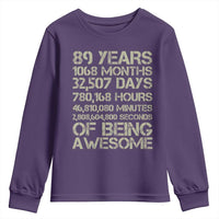 Vintage 89th Milestone Birthday Youth Sweatshirt 89 Years Of Being Awesome