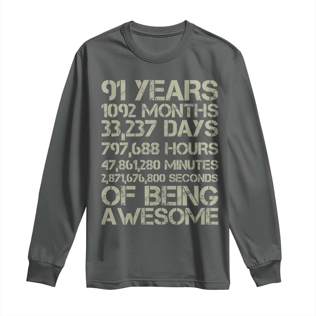 Vintage 91st Milestone Birthday Long Sleeve Shirt 91 Years Of Being Awesome