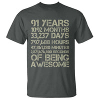Vintage 91st Milestone Birthday T Shirt 91 Years Of Being Awesome