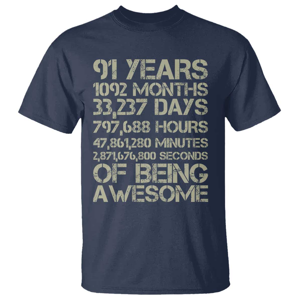 Vintage 91st Milestone Birthday T Shirt 91 Years Of Being Awesome