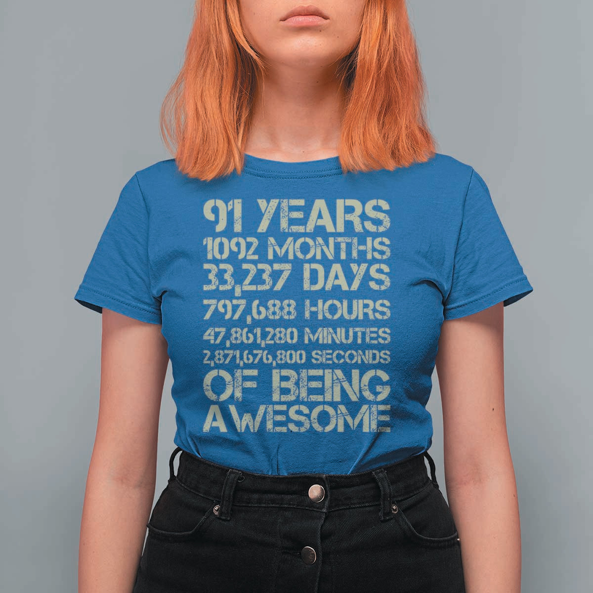 Vintage 91st Milestone Birthday T Shirt For Women 91 Years Of Being Awesome
