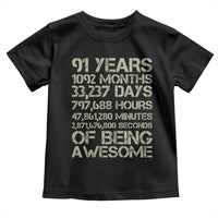 Vintage 91st Milestone Birthday Toddler T Shirt 91 Years Of Being Awesome