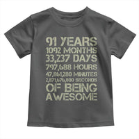 Vintage 91st Milestone Birthday Toddler T Shirt 91 Years Of Being Awesome