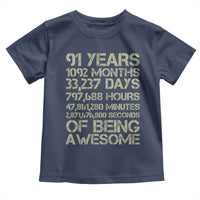 Vintage 91st Milestone Birthday Toddler T Shirt 91 Years Of Being Awesome
