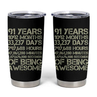 Vintage 91st Milestone Birthday Tumbler Cup 91 Years Of Being Awesome
