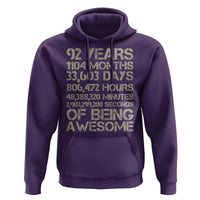 Vintage 92nd Milestone Birthday Hoodie 92 Years Of Being Awesome