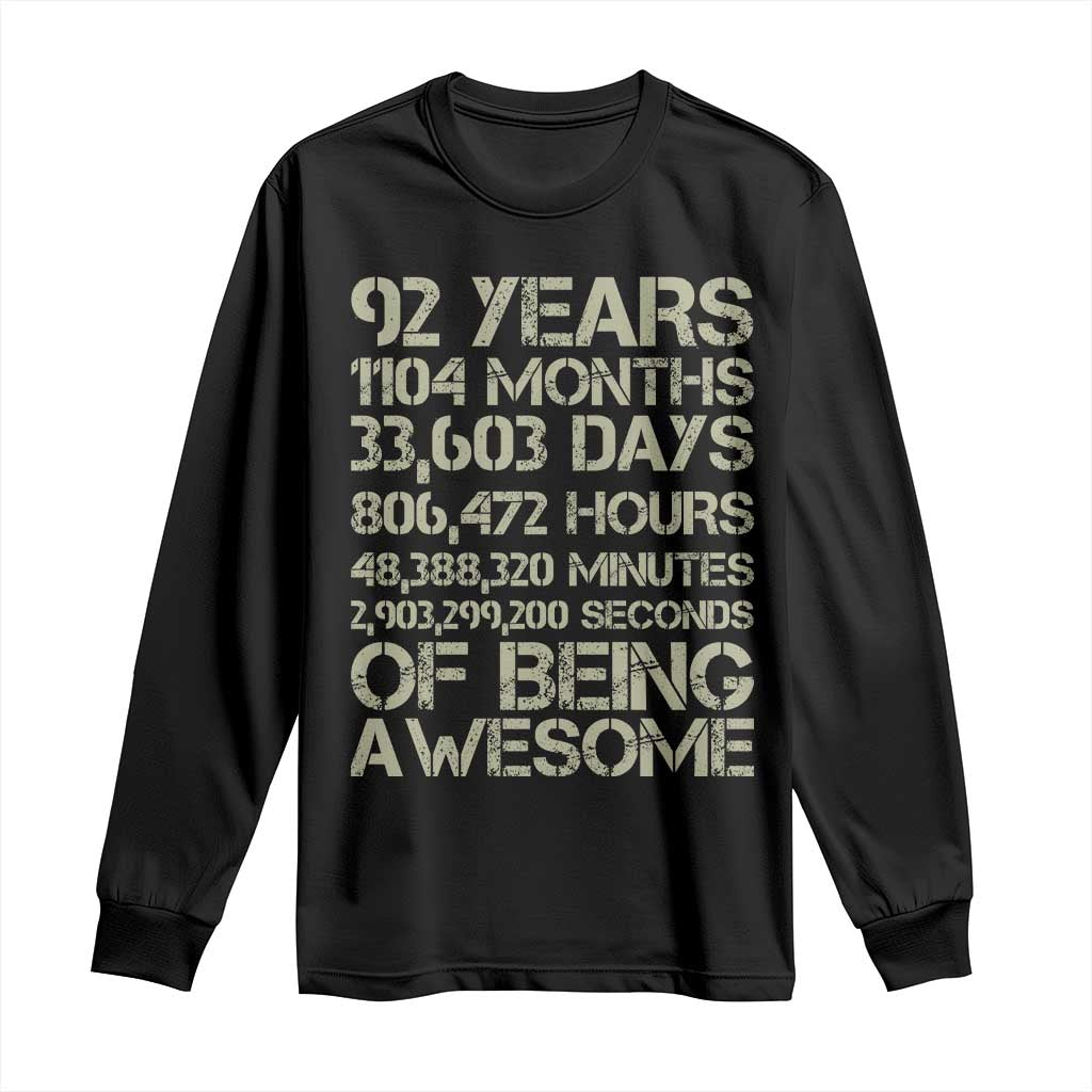Vintage 92nd Milestone Birthday Long Sleeve Shirt 92 Years Of Being Awesome