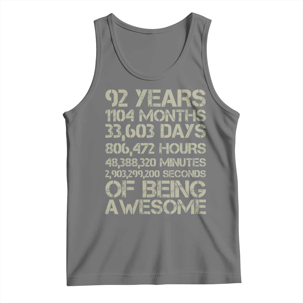 Vintage 92nd Milestone Birthday Tank Top 92 Years Of Being Awesome