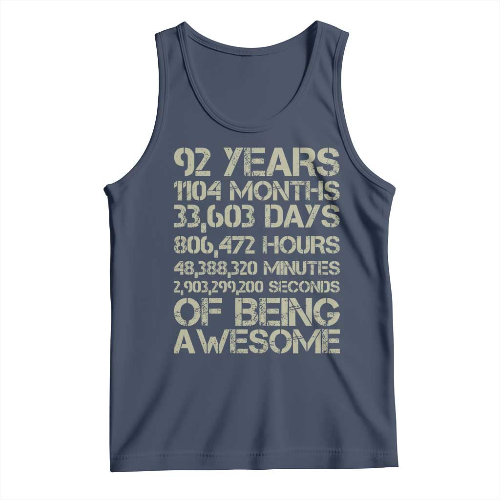Vintage 92nd Milestone Birthday Tank Top 92 Years Of Being Awesome
