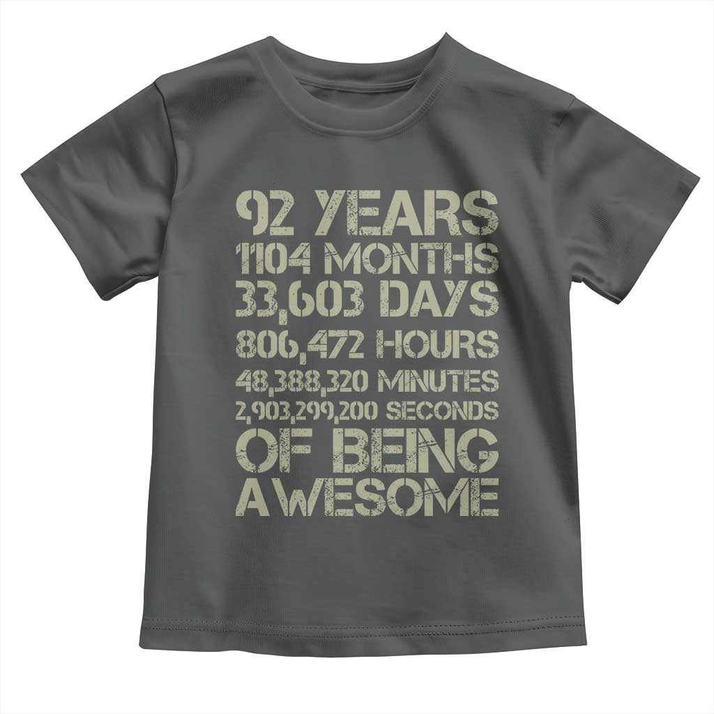 Vintage 92nd Milestone Birthday Toddler T Shirt 92 Years Of Being Awesome
