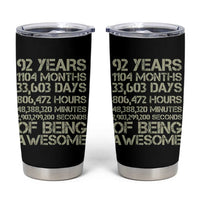 Vintage 92nd Milestone Birthday Tumbler Cup 92 Years Of Being Awesome