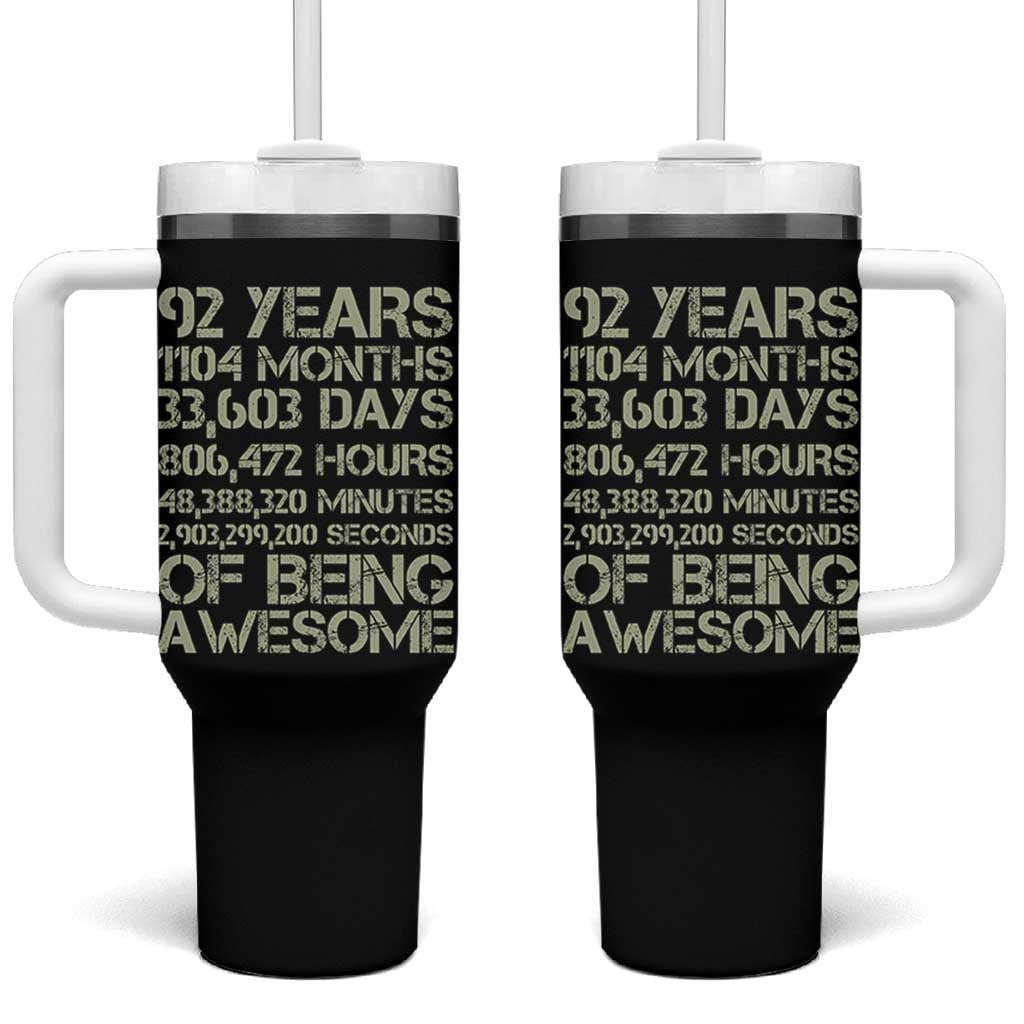 Vintage 92nd Milestone Birthday Tumbler With Handle 92 Years Of Being Awesome