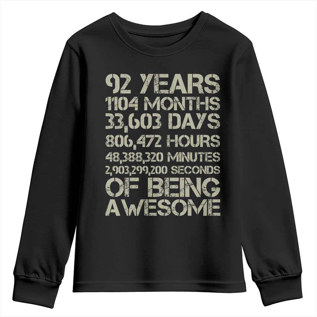 Vintage 92nd Milestone Birthday Youth Sweatshirt 92 Years Of Being Awesome