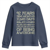 Vintage 92nd Milestone Birthday Youth Sweatshirt 92 Years Of Being Awesome