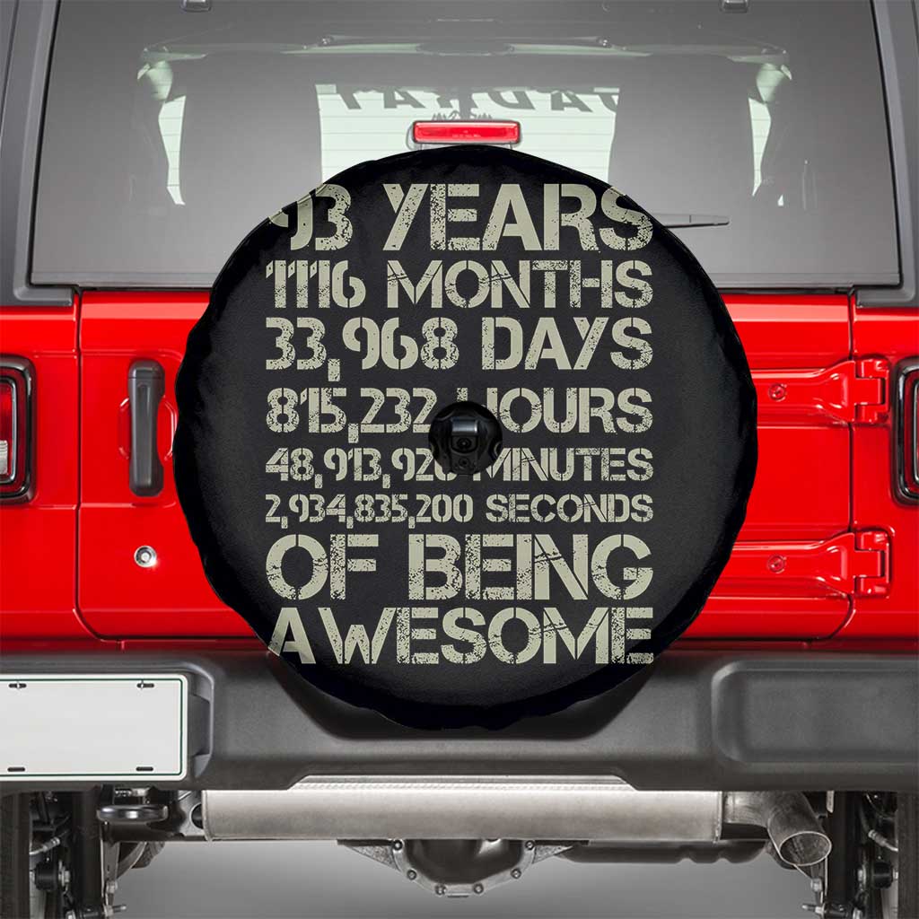 Vintage 93rd Milestone Birthday Spare Tire Cover 93 Years Of Being Awesome